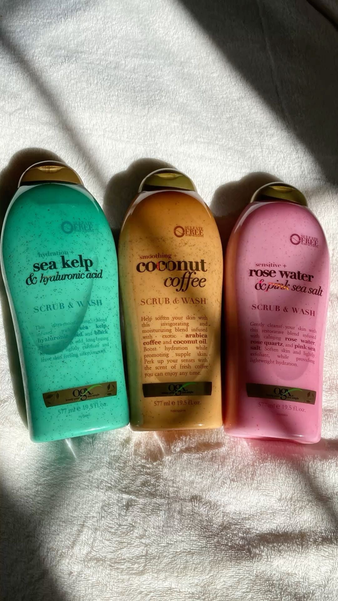 SULFATE FREE ogx shower scrub gommage