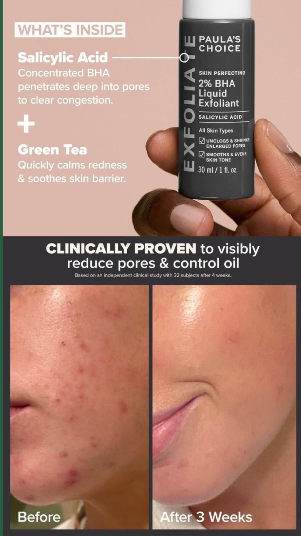 Paula’s choice Skin Perfecting 2% BHA Liquid Exfoliant,